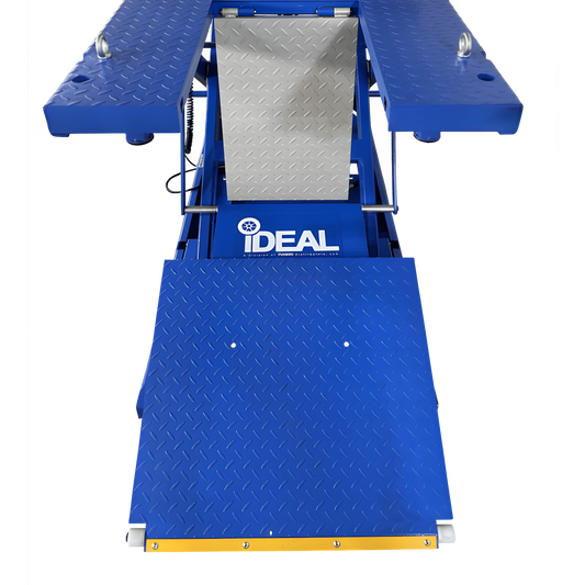 iDEAL Elec-Hydra Motorcycle Lift Bench w/Integrated Motor & Retractable Ramp - M-2200IEH-XR