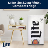 Miller Lite Compact Fridge w/ Bottle Opener Tempered Glass Shelves, Licensed Miller Lite Artwork, Perfect for Beer-Lovers - ML90