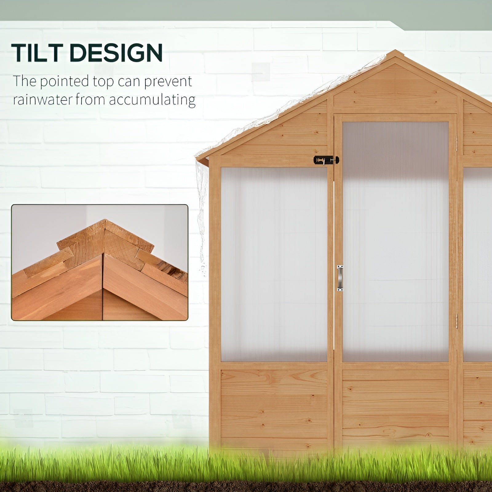 Outsunny 6' x 4' x 7' Wooden Greenhouse - 845-747