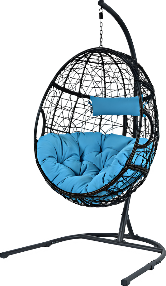 Costway Hammock Chair with Stand 250 Lbs Capacity Cushioned for Indoor Outdoor Use New - OP70424GR+