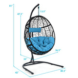 Costway Hammock Chair with Stand 250 Lbs Capacity Cushioned for Indoor Outdoor Use New - OP70424GR+