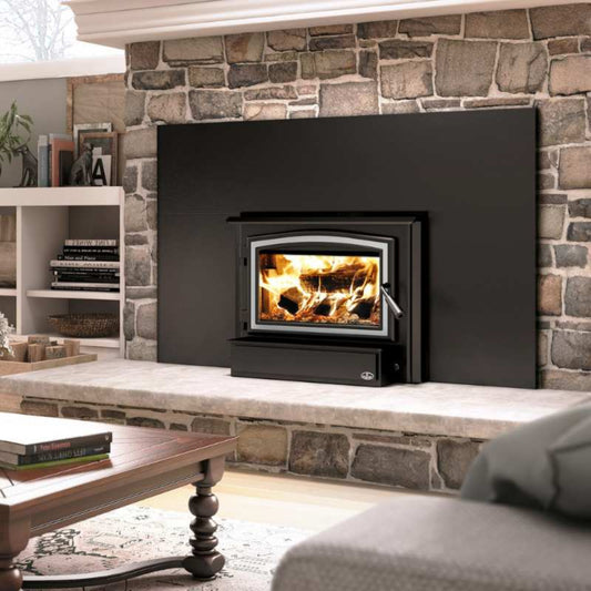 Osburn 1700 Wood Insert, Brushed Nickel & Large Faceplate, Black Trim - OB01705