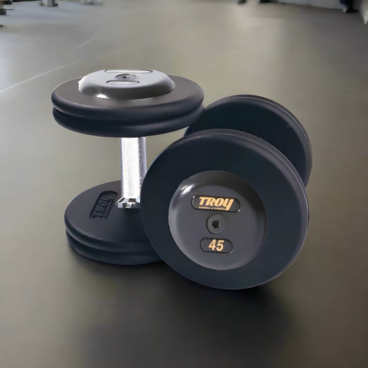 TROY-Style Black Dumbbell Straight Handle & Rubber Endcaps - PFD-R Pro