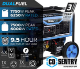 Pulsar PG7750BCO 7,750-Watt Dual-Fuel Generator with CO Alert - PowerGen USA - PG7750BCO