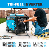 Pulsar PGD105TiSCO 10,500-Watt Tri-Fuel Portable Inverter Generator with CO Sentry - PowerGen USA - PGD105TiSCO