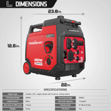 Powersmart Inverter Generator 3600W/4500W Low THD Parallel and RV Ready with CO Detect 4 Stroke Gas Electric Start New - PS5045CE