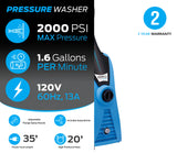Pulsar PWE2001V 2,000 PSI 1.6 GPM Electric Pressure Washer with Soap Bottle - PowerGen USA - PWE2001V