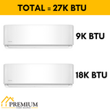 Pioneer Mini Split 27,000 BTU 2 Zone Ductless Air Conditioner and Heat Pump with 16 ft. Kits - WYT030GLHI22M3-18W-9W-16