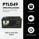 PowerTex 2011 BMW 535i GT Car Battery BCI Group 49 / H8 Replacement Lithium LiFePO4 Automotive Battery