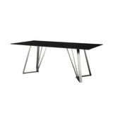 iDeal Cressida/Portia Stunning 5-Piece Dining Set with Glass Top & Stainless Steel Frame for Modern Homes - SETCSDI5PTBLU