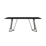iDeal Cressida/Portia Stunning 5-Piece Dining Set with Glass Top & Stainless Steel Frame for Modern Homes - SETCSDI5PTBLU