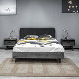 iDeal Mohave Acacia Wood 3-Piece Bedroom Set with Stylish Upholstered Headboard & Storage Nightstands - SETMVBDKG3A