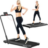 Costway SuperFit Treadmill Folding 2-in-1 No Armrests 2.25 HP App Connect Speaker LED Display and Remote Control New - SP37513RE