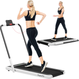Costway SuperFit Treadmill Folding 2-in-1 No Armrests 2.25 HP App Connect Speaker LED Display and Remote Control New - SP37513RE