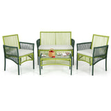 Tangkula 4 Pieces Outdoor Rattan Chair Set for Backyard, Poolside, Balcony - NP11282