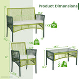 Tangkula 4 Pieces Outdoor Rattan Chair Set for Backyard, Poolside, Balcony - NP11282