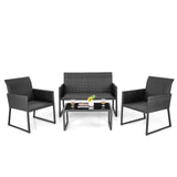Tangkula 4 Pieces Wicker Patio Furniture Set with Quick-Drying Foam - NP11281+