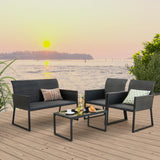 Tangkula 4 Pieces Wicker Patio Furniture Set with Quick-Drying Foam - NP11281+