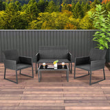 Tangkula 4 Pieces Wicker Patio Furniture Set with Quick-Drying Foam - NP11281+