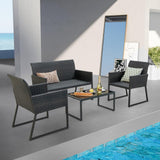Tangkula 4 Pieces Wicker Patio Furniture Set with Quick-Drying Foam - NP11281+