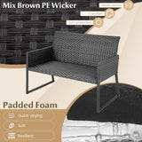 Tangkula 4 Pieces Wicker Patio Furniture Set with Quick-Drying Foam - NP11281+