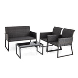 Tangkula 4 Pieces Wicker Patio Furniture Set with Quick-Drying Foam - NP11281+