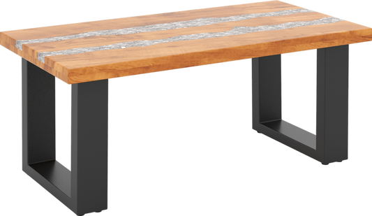 Costway Teak Wood Coffee Table with River Epoxy Tabletop New - JV11846