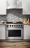 Thor Kitchen Package - 36 Inch Gas Range, Range Hood, Microwave, Refrigerator with Water and Ice Dispenser, Dishwasher, AP-LRG3601U-W-9