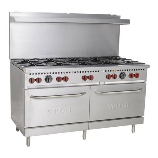 Vulcan SX60-10BN 60" Natural Gas 10-Burner Range With 2 Standard Ovens- 358,000 BTU