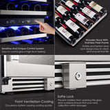 BODEGAcooler 24" 56 Bottles Dual Zone Compressor Wine Cooler with Wood Shelves