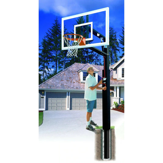 iDeal Bison 36″ x 60″ ZipCrank Adjustable Outdoor Basketball Hoop - PR95UZC