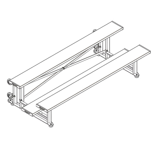 Bleacher - 7-1/2 ft. (2 Row - Single Foot Plank) - Tip & Roll