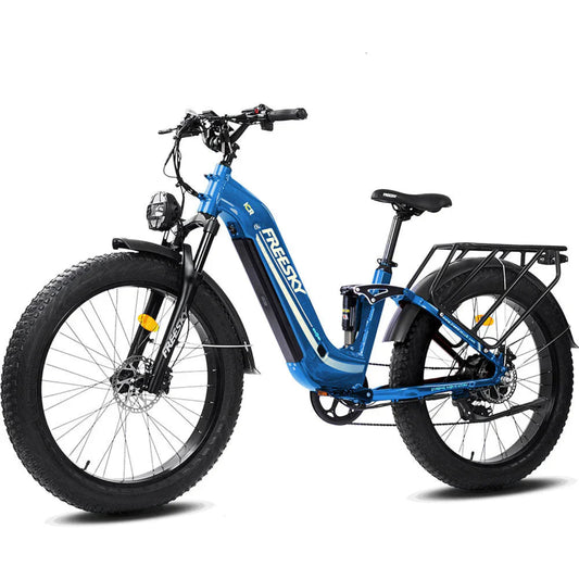 FREESKY Wildcat Pro A-340 1000 w Ready to Ride Step Thru Ebike 4 Electric Fat Tire Mountain eBike - FREES|MOUNT|BLUE|0597