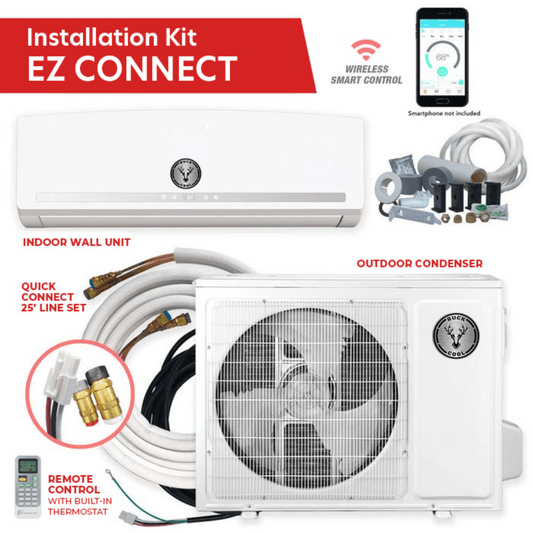 Buck Cool Mini Split EZ Connect KIT 22 SEER, 12,000 BTU 115V System with Lineset - 108578
