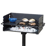 Pilot Rock Jumbo Park Style Steel Outdoor BBQ Charcoal Grill and Post, 3 Pack - 415882