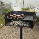 Pilot Rock Jumbo Park Style Steel Outdoor BBQ Charcoal Grill and Post, 3 Pack - 415882