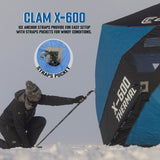 CLAM X-600 Portable 11.5 Ft 6 Person Pop Up Ice Fishing Thermal Hub Shelter Tent - 320783