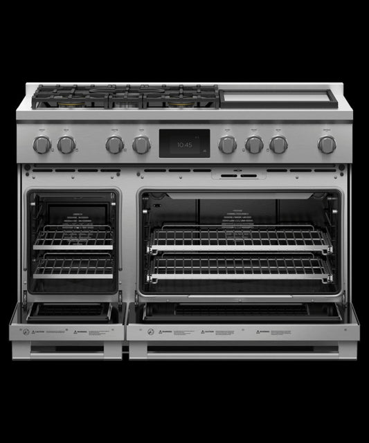 FISHER & PAYKEL RDV3485GDL Dual Fuel Range, 48", 5 Burners with Griddle, Self-cleaning, LPG - RDV3485GDL-KT