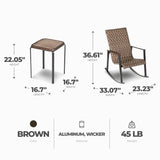 Four Seasons Courtyard Bayside 3 Piece All Weather Woven Wicker Chat Set, Brown - 396123