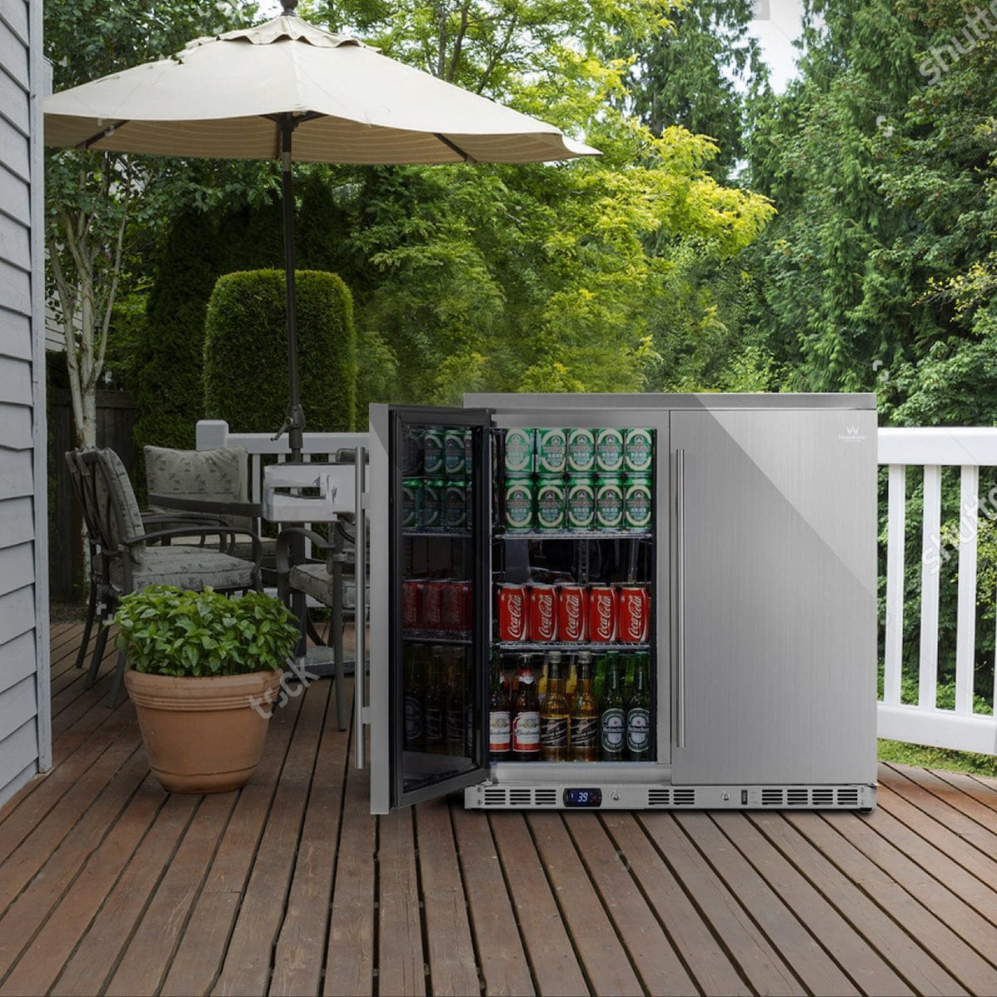 Kings Bottle 36" Outdoor Beverage Refrigerator 2 Door For Home - KBU56ASD