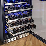 BODEGAcooler 24" 56 Bottles Dual Zone Compressor Wine Cooler with Wood Shelves