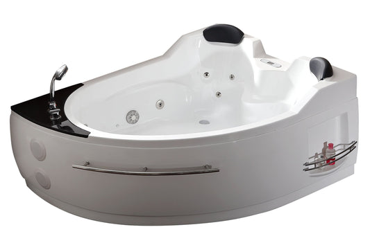 EagoUSA EAGO AM113ETL-L 5.5 ft Left Corner Acrylic White Whirlpool Bathtub for Two - AM113ETL-L