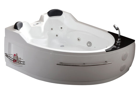 EagoUSA EAGO AM113ETL-R 5.5 ft Right Corner Acrylic White Whirlpool Bathtub for Two - AM113ETL-R