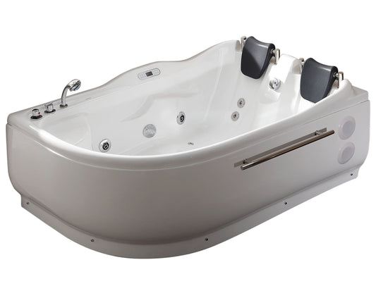 EagoUSA AM124ETL-L 6 ft Left Corner Acrylic White Whirlpool Bathtub for Two - AM124ETL-L