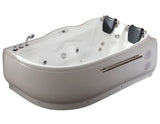 EagoUSA AM124ETL-L 6 ft Left Corner Acrylic White Whirlpool Bathtub for Two - AM124ETL-L