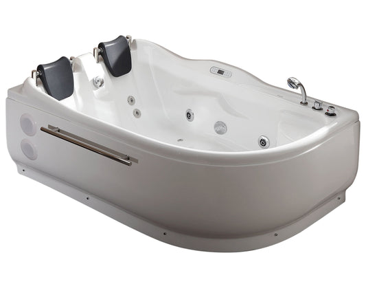 EagoUSA AM124ETL-R 6 ft Right Corner Acrylic White Whirlpool Bathtub for Two - AM124ETL-R
