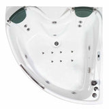 EagoUSA  AM125ETL 5 ft Corner Acrylic White Whirlpool Bathtub for Two w Fixtures - AM125ETL