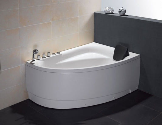 EagoUSA AM161-L 59" Single Person Corner White Acrylic Whirlpool Bath Tub - AM161-L