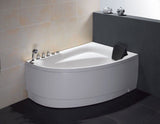 EagoUSA AM161-L 59" Single Person Corner White Acrylic Whirlpool Bath Tub - AM161-L