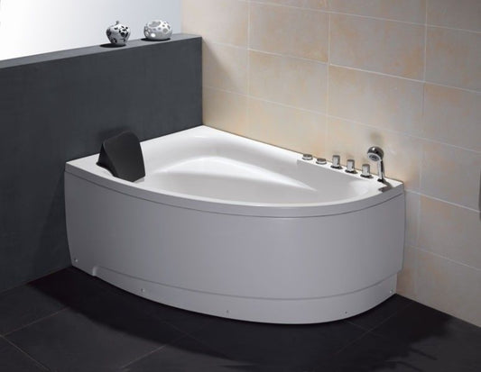 EagoUSA EAGO AM161-R 59" Single Person Corner White Acrylic Whirlpool BathTub - AM161-R